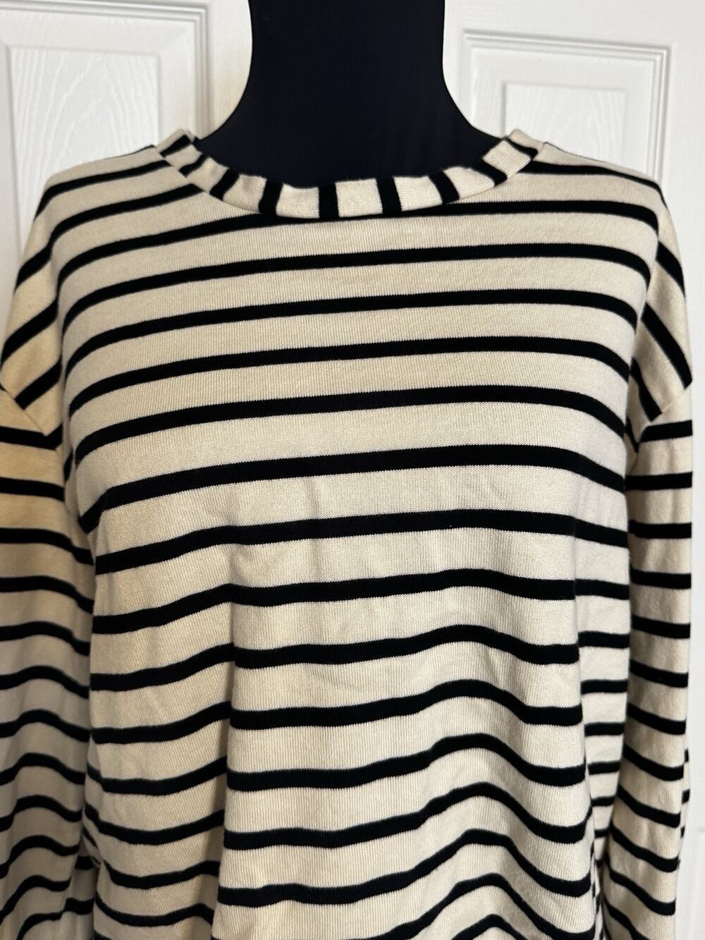 MASAI Copenhagen Womens Top Medium Black Ivory Striped Casual